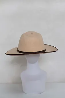 Beige Fedora Hat with Black Details