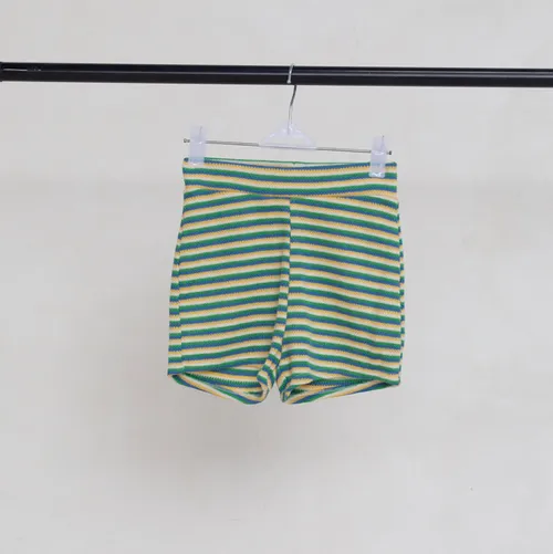 Green and Yellow Striped Shorts