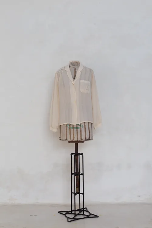 Sheer Cream Satin Blouse