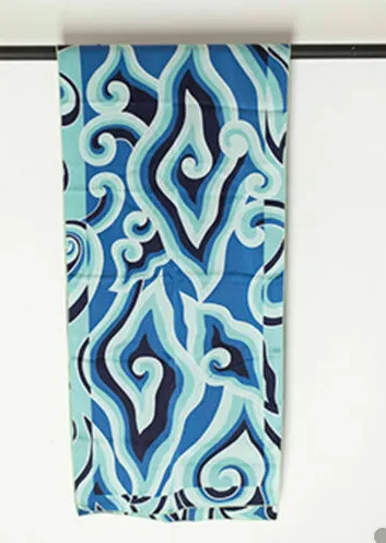 Blue and Turquoise Scarf with Retro Print