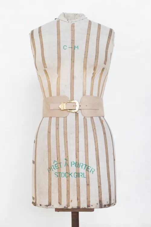 Beige High Waisted Stretch Back Belt