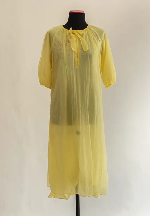 Long Sheer Yellow Night Gown