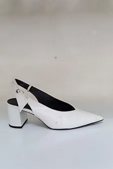 White Sabot Style Heels