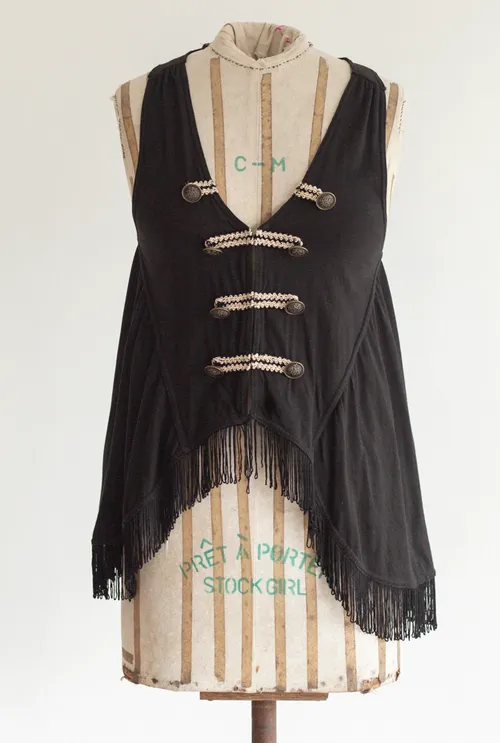 Black Vest with Fringes 