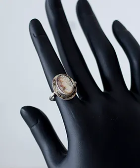 Silver Antique Style Ring with Engraved Gemstone