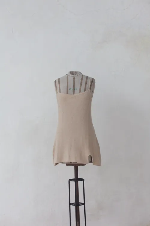 Beige Knitted Mini Dress