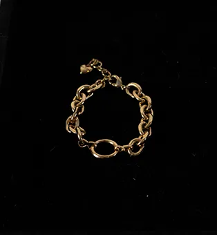 Round Chain Link Bracelet with Heart Charm