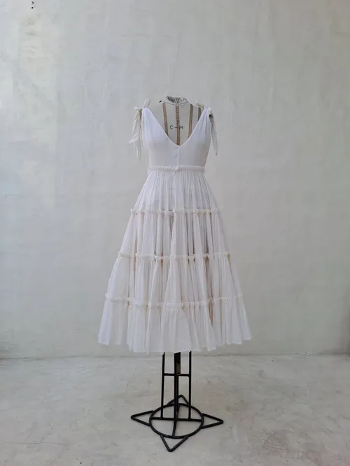 Innika Choo White Maxi Dress with Bow Tied Strap