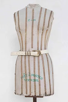 White Leather Belt with Gold Buckle