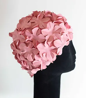 Retro Pink Flower Swimming Cap