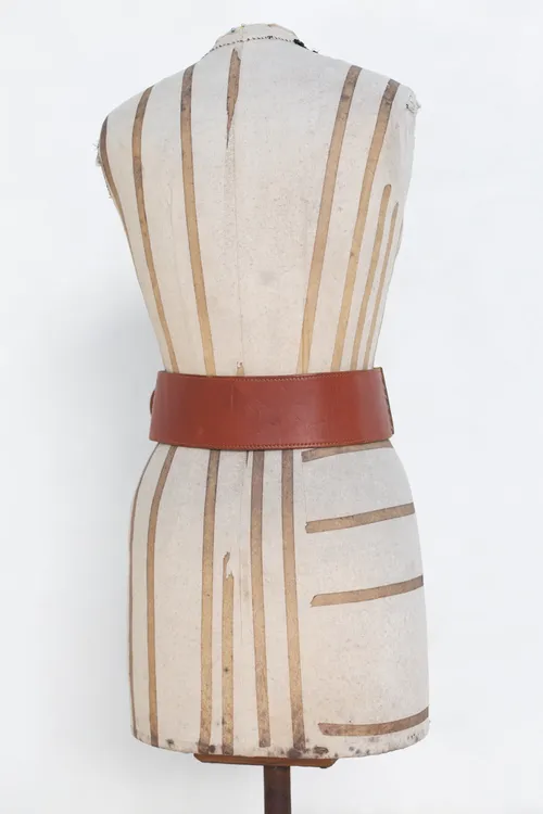 Red Leather Belt with Cutout Holes