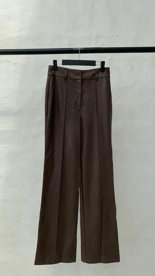 Dark Brown Faux Leather Pants