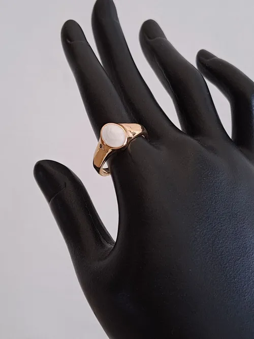 White Gemstone Signet Ring