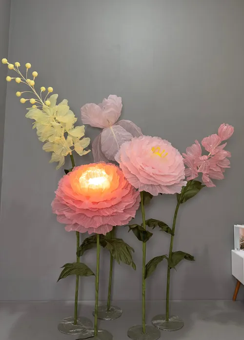 Giant Dusty Pink and Yellow Flowers