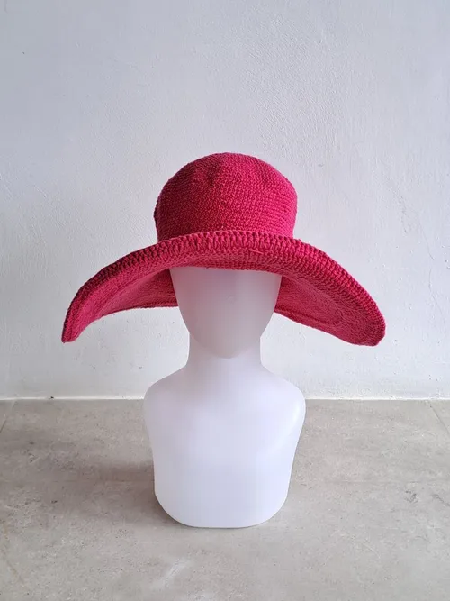 Magenta Knitted Sun Hat