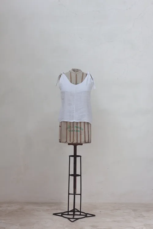 White Linen Top with Shoulder Ties