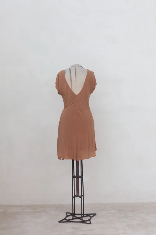 Terra Cotta Dress with Plunge Back