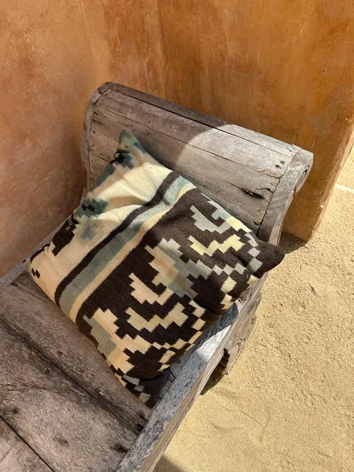 Moroccan Blue and Beige Pattern Cushion