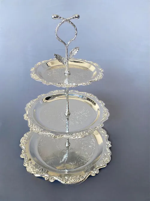 Vintage Silver 3 Tier Dessert Tray