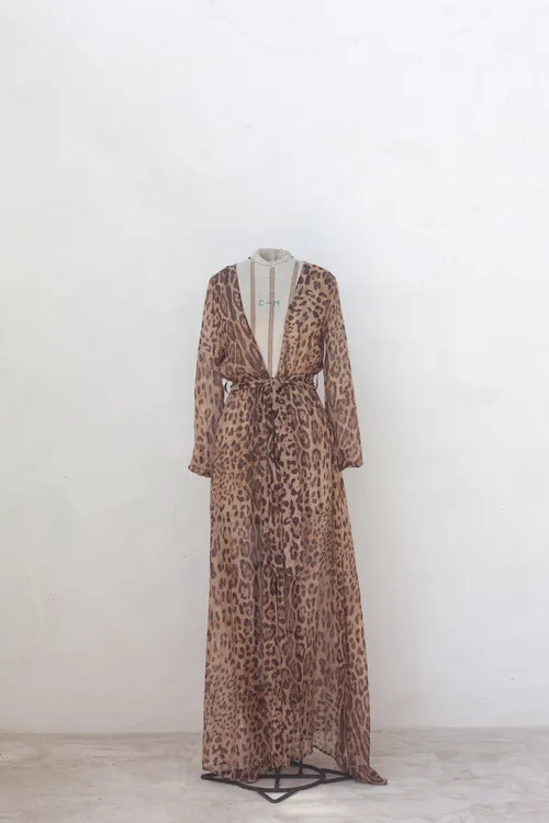  Leopard Print Maxi Dress