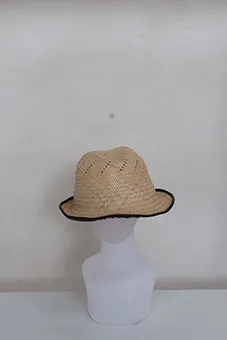  Straw Sun Hat with Black Stripe on Brim