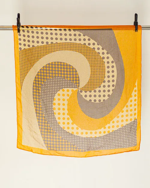 Yellow and Grey Scarf with Spiral Design