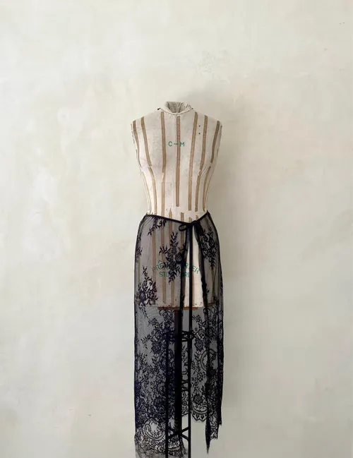 Vintage Black Lace Slip Skirt