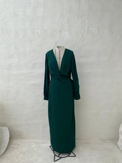 Green Long Wrap Dress