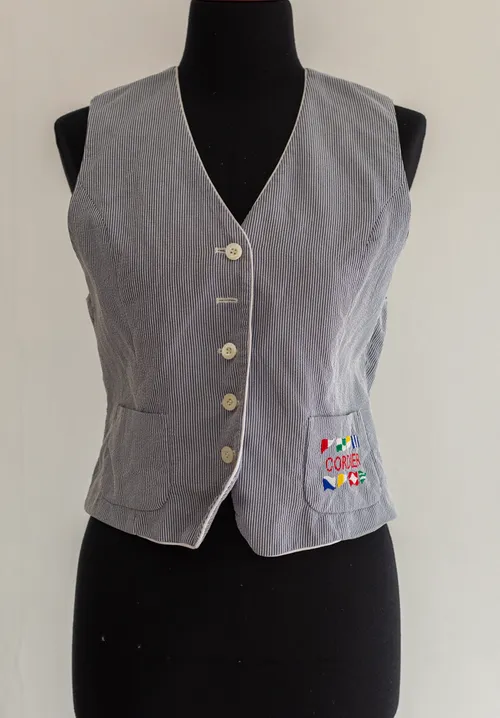 Grey Corduroy Vest with Embroidery