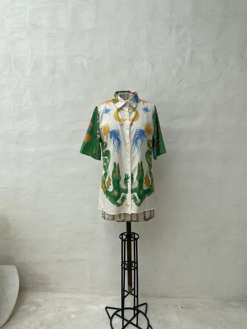 Animal Printed Green Top