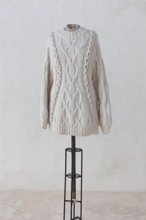 Cream Cable Knit Sweater 