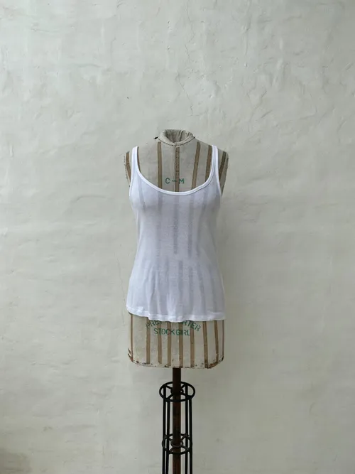 White Ribbed Tank Top