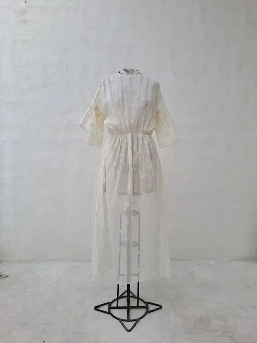 Innika Choo Pale Yellow Long Dress with Flowers Pattern