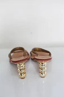 Bronze Sandals with Gold Conceptual Design Heel