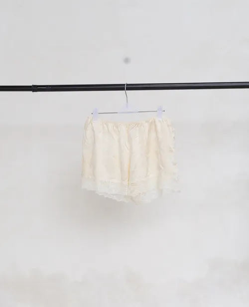 Cream Shorts with Lace Inserts