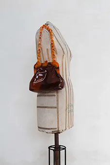 Clear Brown Clutch Bag with Chain Sling