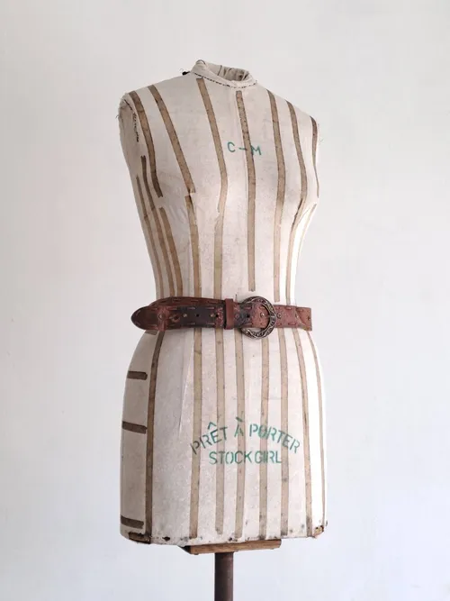 Red Leather Belt with Gold Buckle