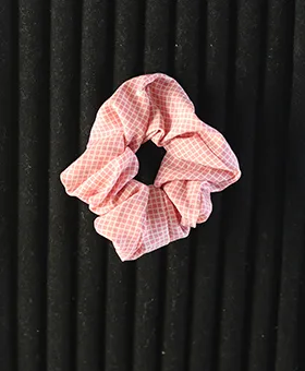 Pink and White Chequered Scrunchie