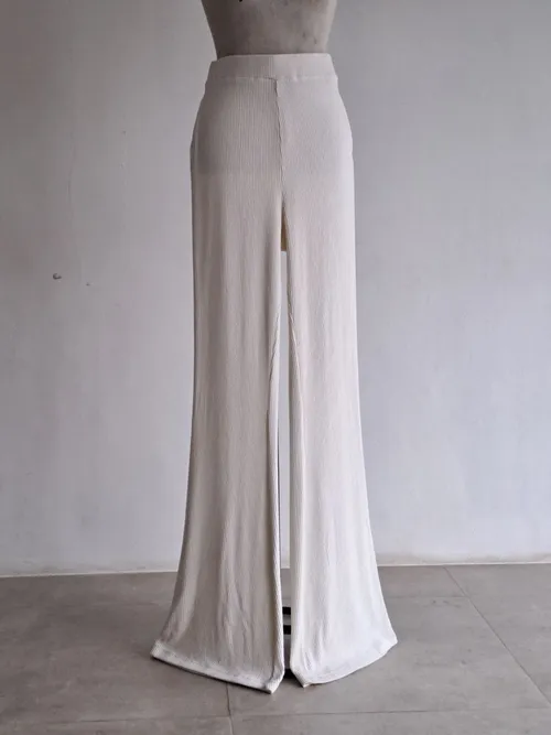 White Ribbed Trousers