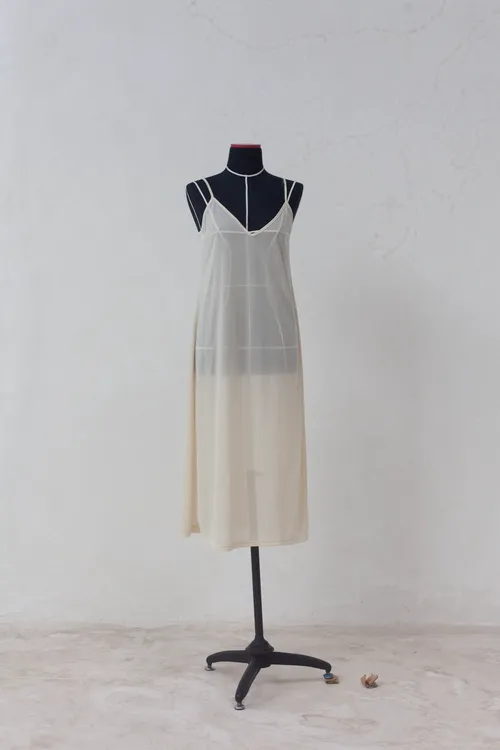 Long Cream Slip Dress
