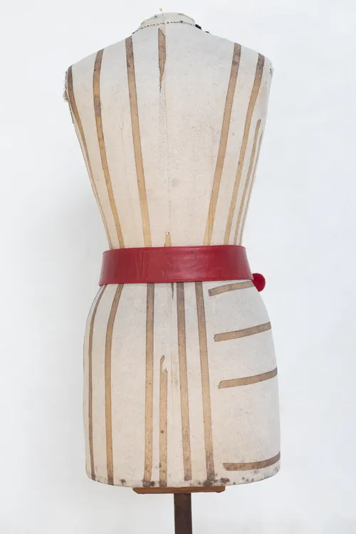 Red Belt with Gold Snake Shaped Buckle