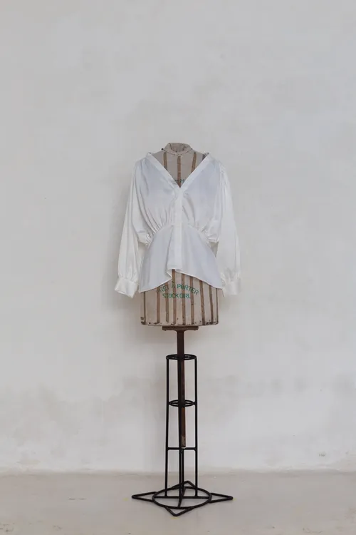 Satin Shirt with Cinched Waist