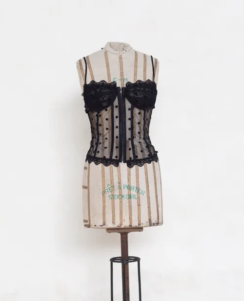 Polka Dot Black Lace Bustier 