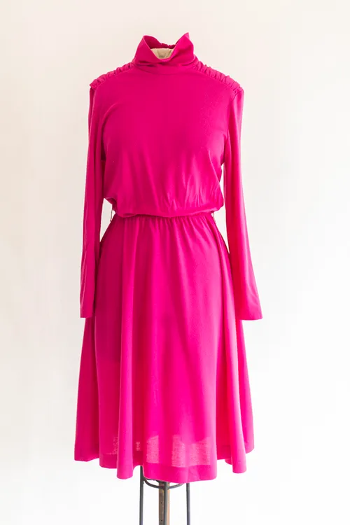 Magenta Pink Turtle Neck Dress