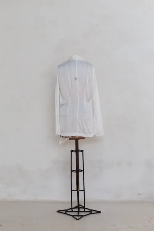 White Draped Silk Blouse 