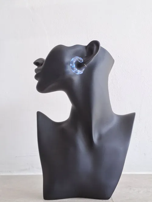 Clear Blue Twisted Hoop Earrings