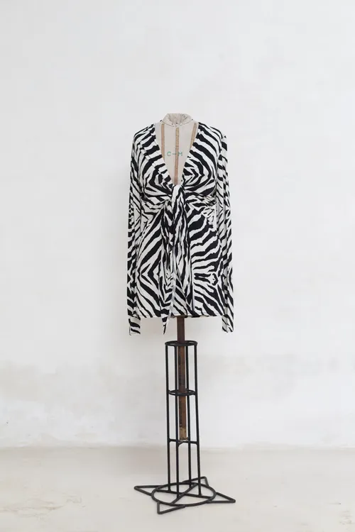  Zebra Print Wrap Dress
