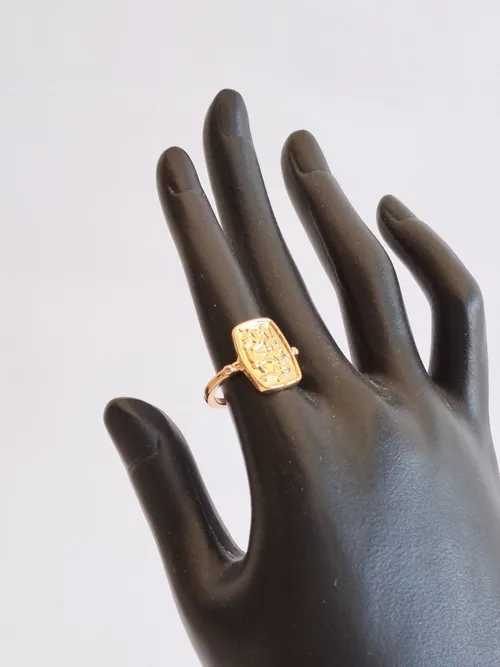 Abstract Art Square Gold Ring