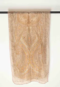 Beige, Orange and Brown Printed Scarf