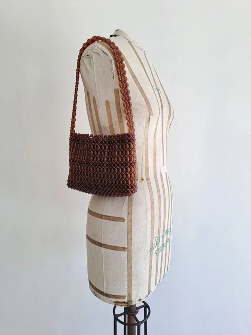 Brown Beads Shoulder Bag